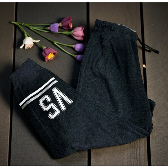 Victoria's Secret Dark Gray Joggers Sz M Pockets Drawstring 26" Inseam Sweatpant - Picture 1 of 7